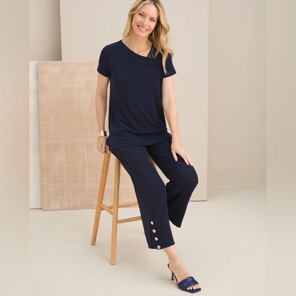 Chico's Navy Blue Lounge pants with Button Detail